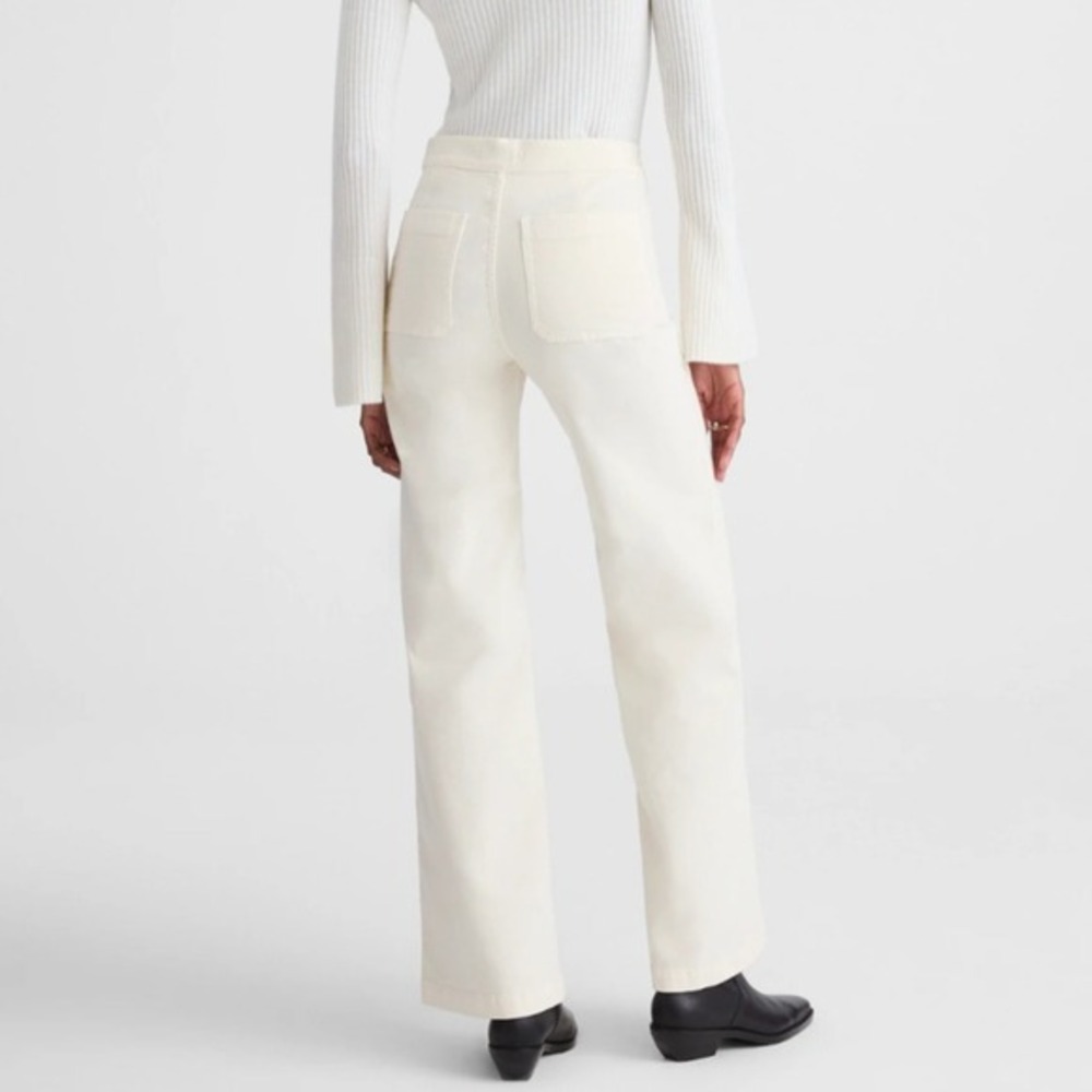 Madewell Wide Leg Corduroy Pant Vintage Ivory Winter White Stretch Minimalist 30 - Picture 2 of 12